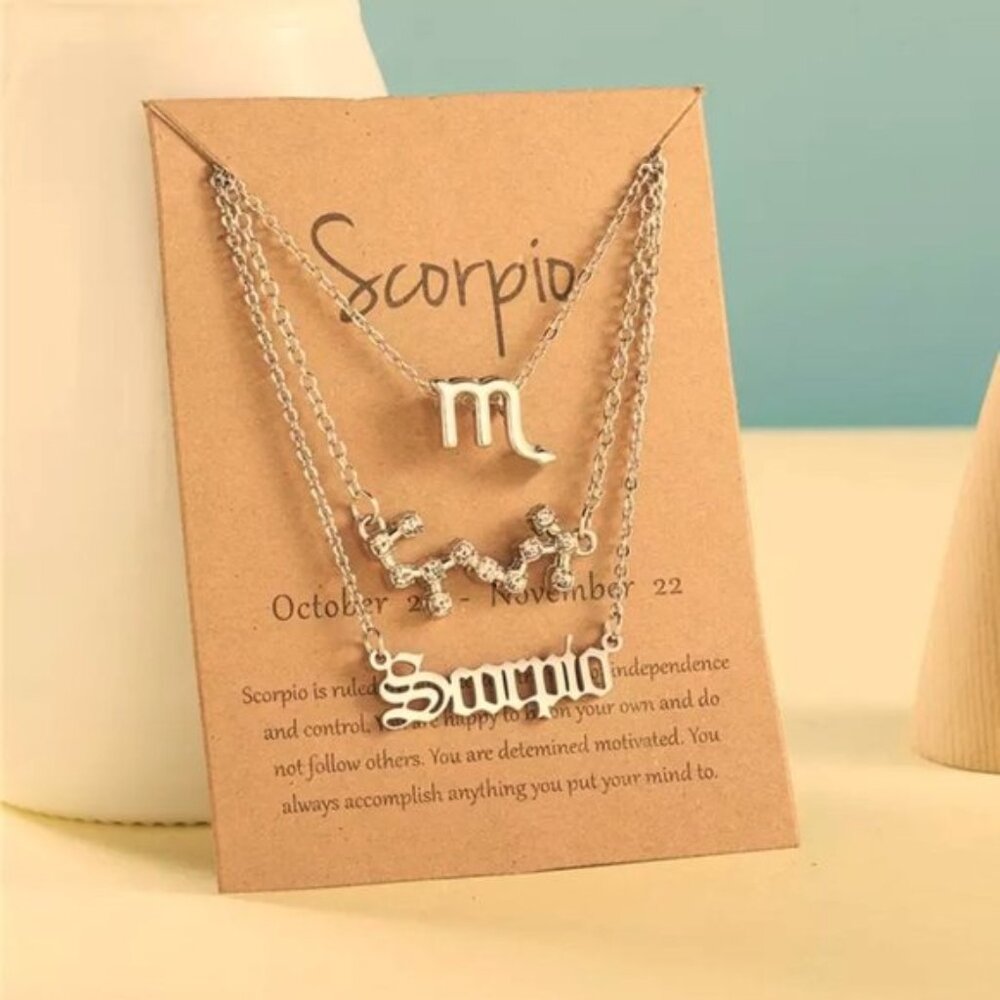 New Gold Scorpio Zodiac Constellation Necklace Set of 3